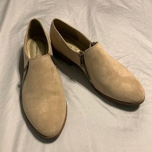 American Eagle by Payless size 11 slip on booties with small heel. Tan in color